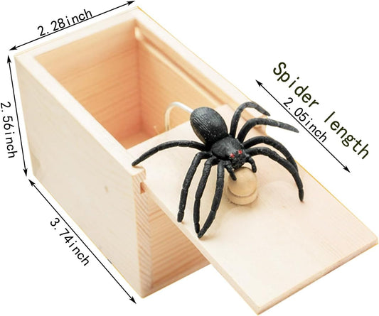 Rubber Spider Trick Box, Handmade Wooden Trick Surprise Box Spider Hidden in One Box Trick Toys for Adults and Children Pranks for Adults Stuff