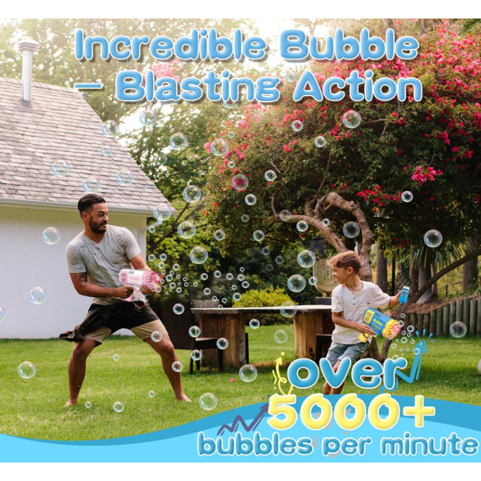 Bubble Machine Gun Kids Toys, Bubble Gun with Colorful Lights and Thousands Bubbles, Outdoor Toy Birthday Party Favors for Boys Girls Age 3 4 5 6 7 8 9 10 11 12 Years Old