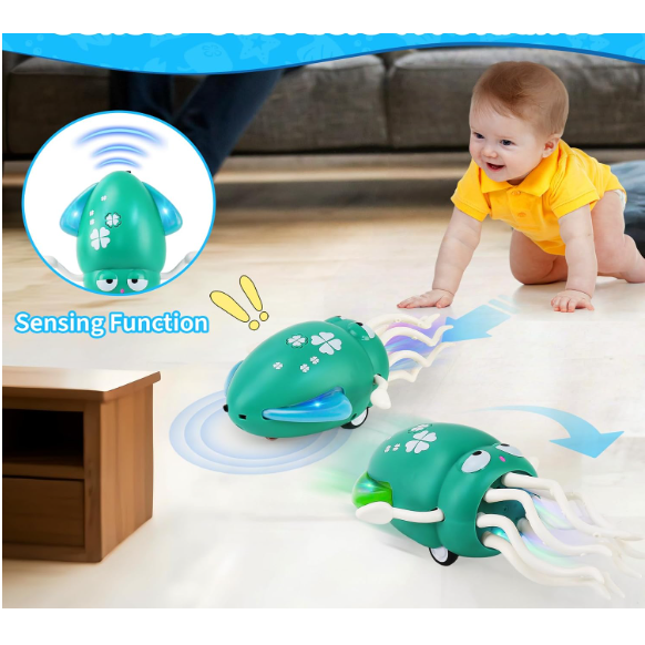 Dancing Squid Baby Toy, Electric Crawling Octopus Tummy Time Toy, Rechargeable Magic Dancing Music Squid Baby Toys for 3 4 5 6 Year Old Kids Boy Girl Birthday Gifts Christmas Stocking Stuffers