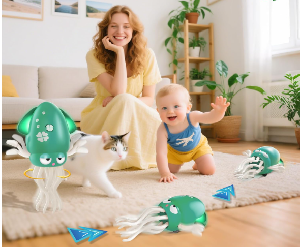 Dancing Squid Baby Toy, Electric Crawling Octopus Tummy Time Toy, Rechargeable Magic Dancing Music Squid Baby Toys for 3 4 5 6 Year Old Kids Boy Girl Birthday Gifts Christmas Stocking Stuffers