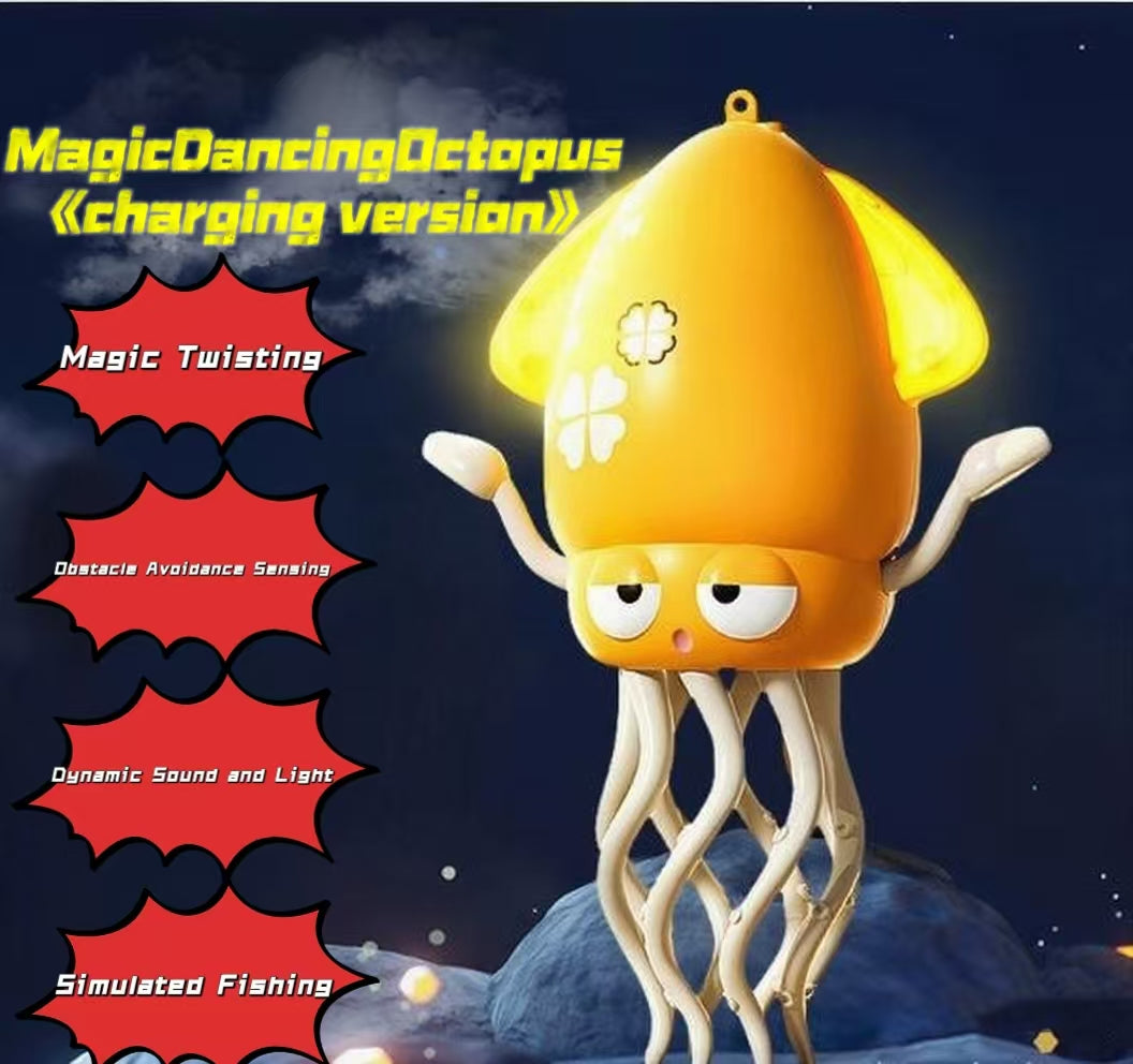 Dancing Squid Baby Toy, Electric Crawling Octopus Tummy Time Toy, Rechargeable Magic Dancing Music Squid Baby Toys for 3 4 5 6 Year Old Kids Boy Girl Birthday Gifts Christmas Stocking Stuffers