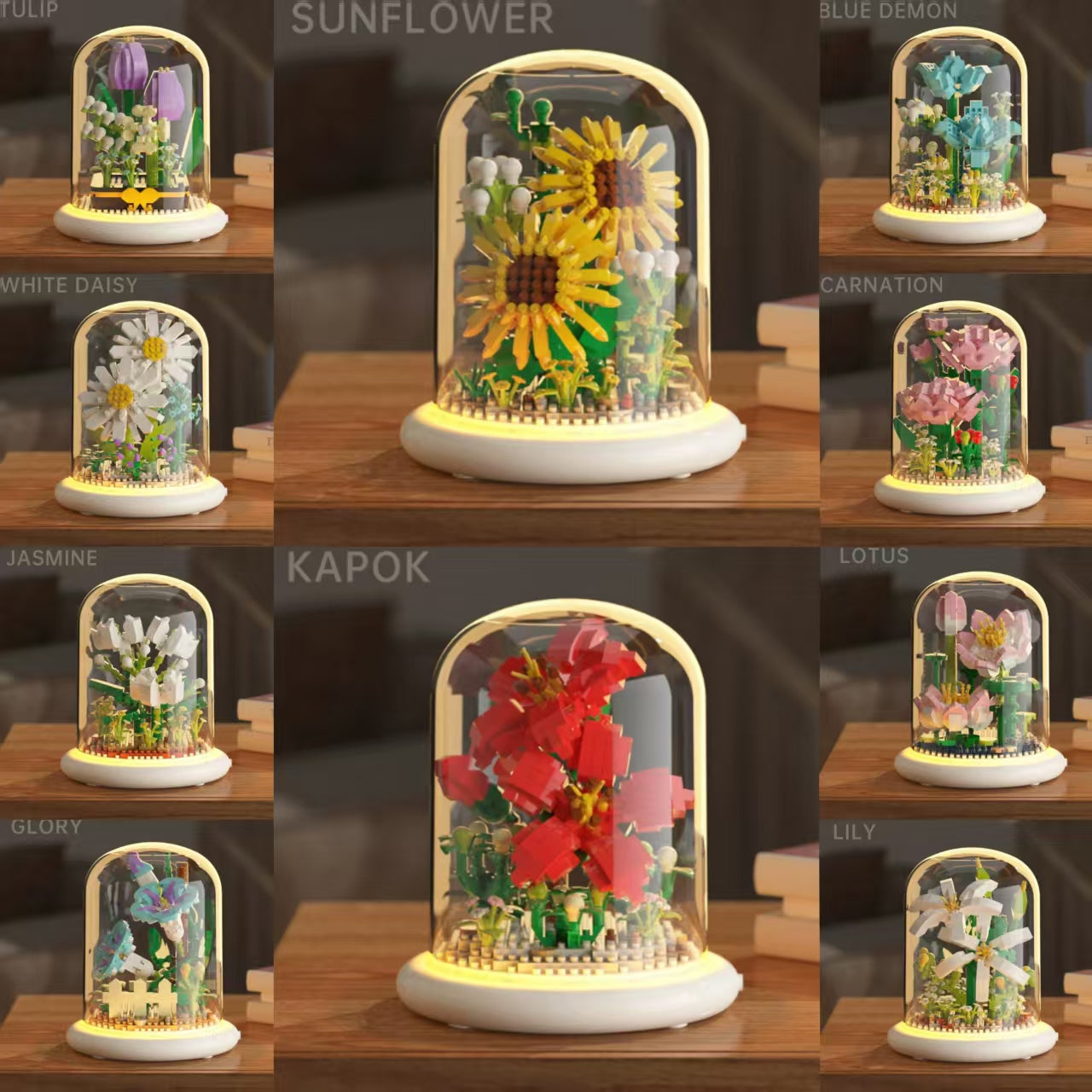  Flower Bouquet Building Set Flowers Botanical Collection for Home Decor