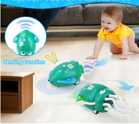 Dancing Squid Baby Toy, Electric Crawling Octopus Tummy Time Toy, Rechargeable Magic Dancing Music Squid Baby Toys for 3 4 5 6 Year Old Kids Boy Girl Birthday Gifts Christmas Stocking Stuffers