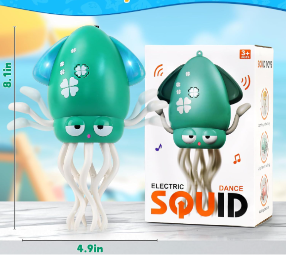 Dancing Squid Baby Toy, Electric Crawling Octopus Tummy Time Toy, Rechargeable Magic Dancing Music Squid Baby Toys for 3 4 5 6 Year Old Kids Boy Girl Birthday Gifts Christmas Stocking Stuffers