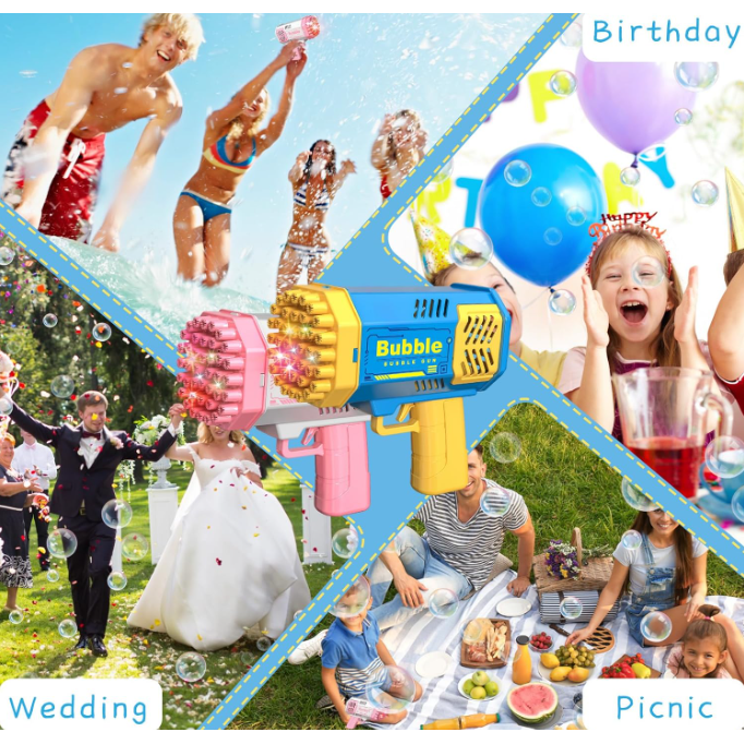 Bubble Machine Gun Kids Toys, Bubble Gun with Colorful Lights and Thousands Bubbles, Outdoor Toy Birthday Party Favors for Boys Girls Age 3 4 5 6 7 8 9 10 11 12 Years Old