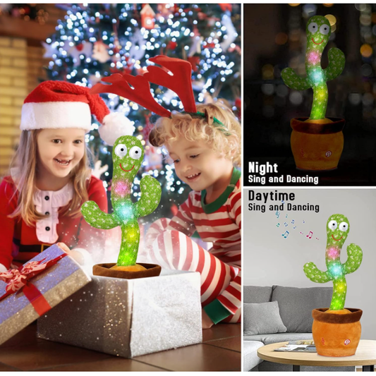 Rechargeable Dancing & Talking Cactus — LED Musical Plush, Voice Repeat