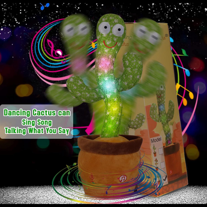 Rechargeable Dancing & Talking Cactus — LED Musical Plush, Voice Repeat