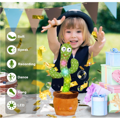 Rechargeable Dancing & Talking Cactus — LED Musical Plush, Voice Repeat