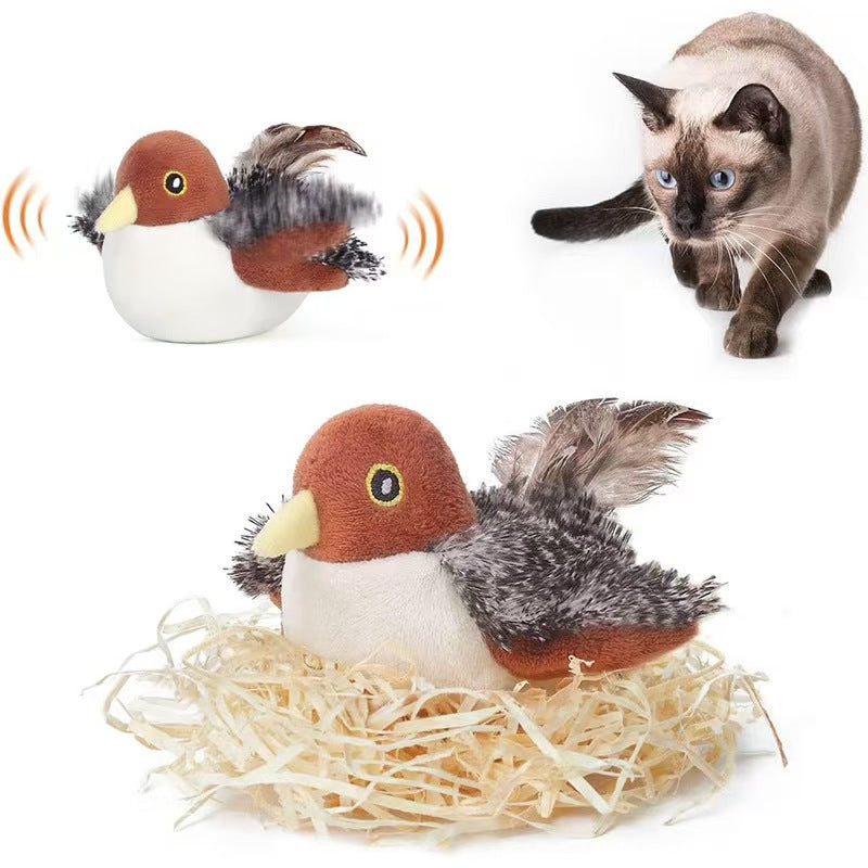 Cat Toys Rechargeable Flapping，Lifelike Chirp Tweet, Touch Activated Kitten Toy Interactive Cat Exercise Toys for All Breeds Cat Kicker Catnip Toys 4.0 Inches