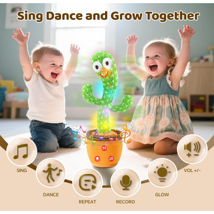 Rechargeable Dancing & Talking Cactus — LED Musical Plush, Voice Repeat