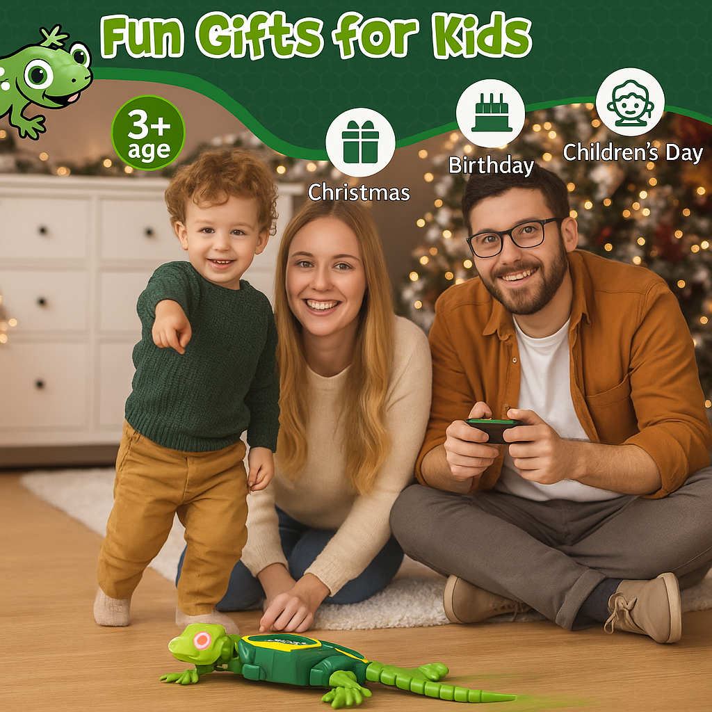 Remote-Control Wall-Climbing Gecko/Cockroach/Spider — Fun Kids Toy, Prank Toy & Cool Gadget with LED Eyes, Dual Modes for Floor & Wall Driving — Halloween/Christmas/Birthday Gift (for Boys, Girls & Teens Ages 3+).